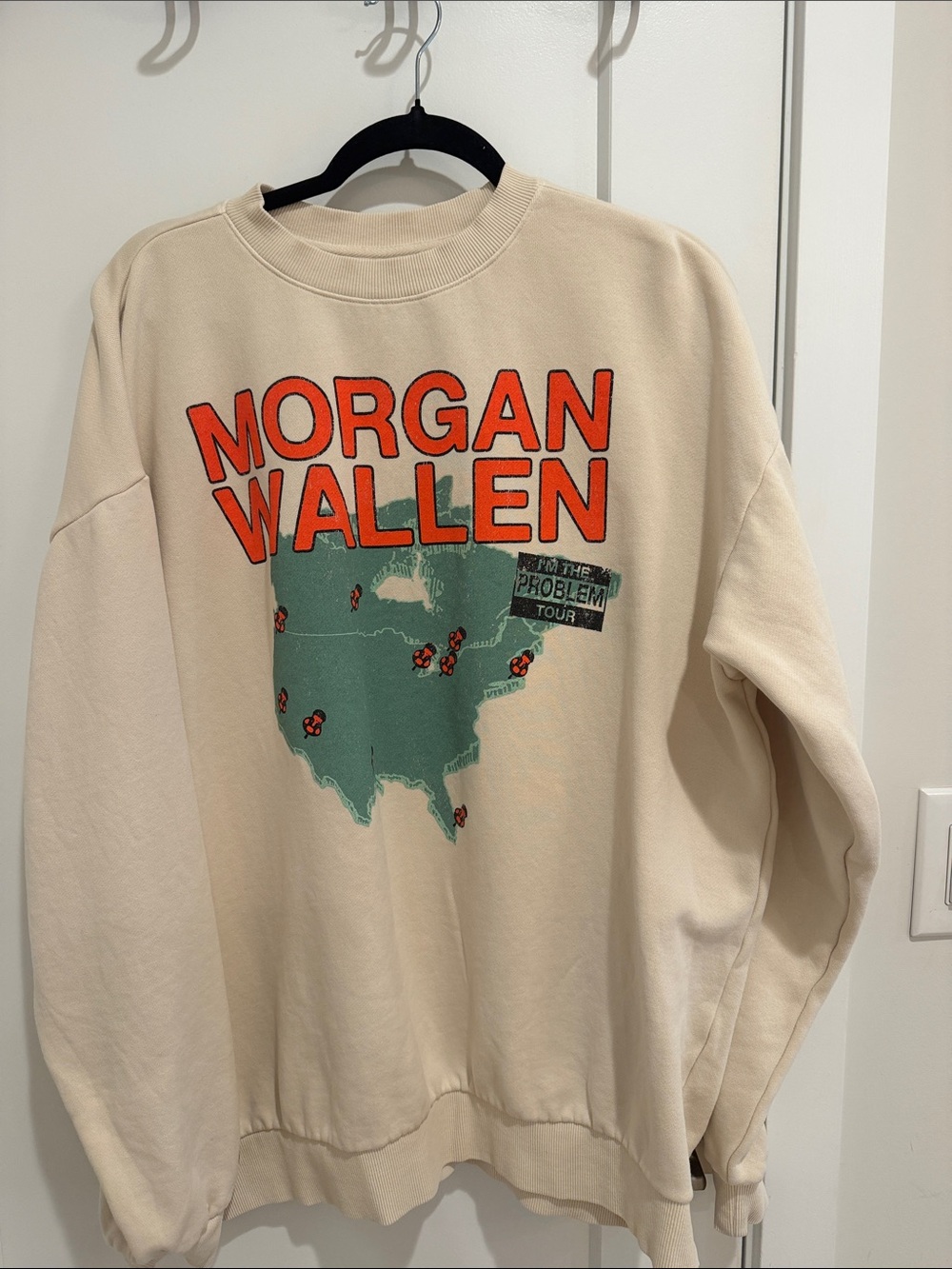 Morgan Wallen Cream Graphic Crewneck Sweatshirt